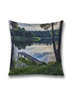 Наволочка JoyArty декоративная "Кладка у реки" на молнии, 45x45 см