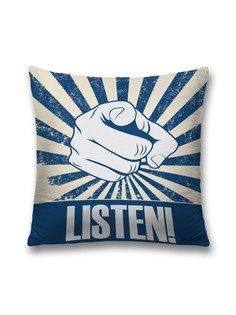 Наволочка JoyArty декоративная "Слушай внимательно" на молнии, 45x45 см