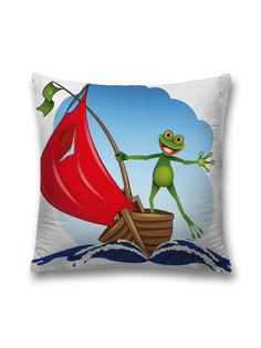 Наволочка JoyArty декоративная "Лягушка на паруснике" на молнии, 45x45 см