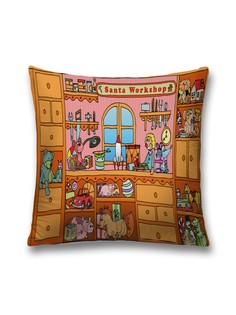 Наволочка JoyArty декоративная "Мастерская санты" на молнии, 45x45 см