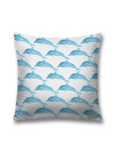 Наволочка JoyArty декоративная "Веселые дельфины" на молнии, 45x45 см