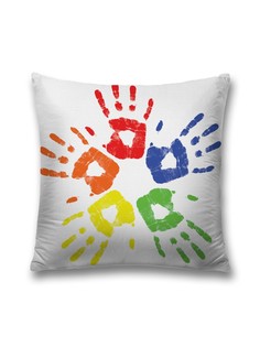 Наволочка JoyArty декоративная "Цветные ладони" на молнии, 45x45 см
