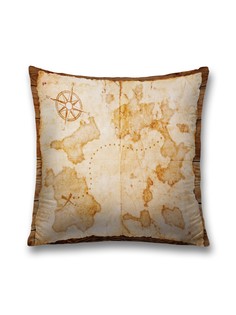 Наволочка JoyArty декоративная "Карта сокровищ" на молнии, 45x45 см