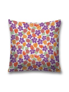 Наволочка JoyArty декоративная "Цветочный узор с ананасами" на молнии, 45x45 см