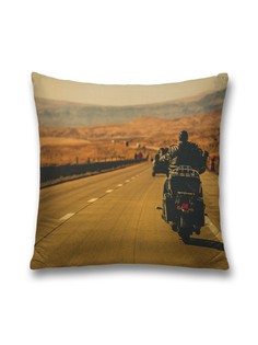 Наволочка JoyArty декоративная "Дорога на мотоцикле" на молнии, 45x45 см