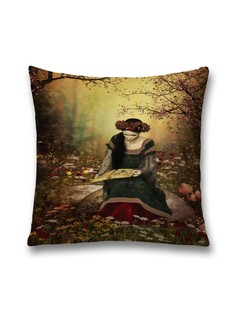 Наволочка JoyArty декоративная "Дева читающая в лесу" на молнии, 45x45 см