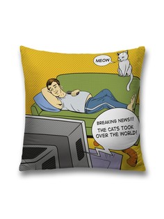 Наволочка JoyArty декоративная "Коты везде" на молнии, 45x45 см