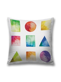 Наволочка JoyArty декоративная "Геометрические формы акварелью" на молнии, 45x45 см