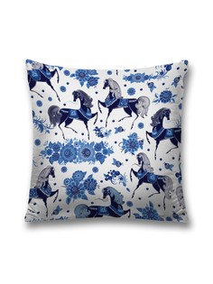 Наволочка JoyArty декоративная "Сказочные лошади" на молнии, 45x45 см
