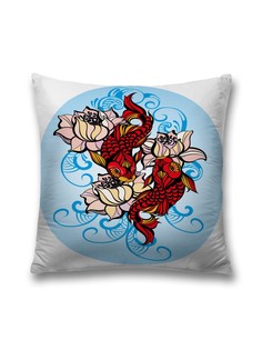 Наволочка JoyArty декоративная "Кои и лилии" на молнии, 45x45 см