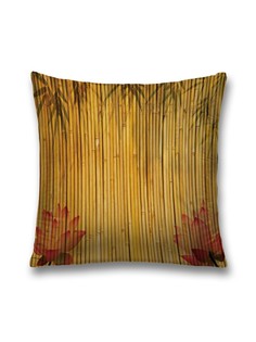 Наволочка JoyArty декоративная "Бамбуковое заграждение с цветами" на молнии, 45x45 см