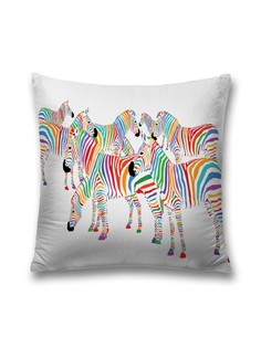 Наволочка JoyArty декоративная "Радужные зебры" на молнии, 45x45 см