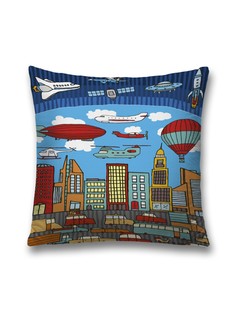 Наволочка JoyArty декоративная "Транспортное разнообразие" на молнии, 45x45 см