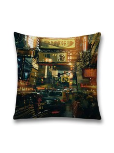 Наволочка JoyArty декоративная "Ночной вид на город" на молнии, 45x45 см