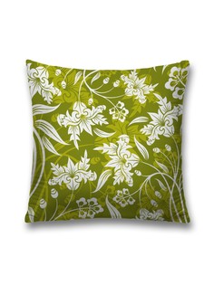 Наволочка JoyArty декоративная "Цветы на салатовом фоне" на молнии, 45x45 см