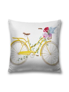 Наволочка JoyArty декоративная "Желтый велосипед" на молнии, 45x45 см