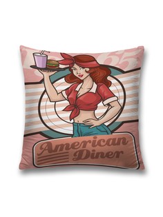 Наволочка JoyArty декоративная "Американская закусочная" на молнии, 45x45 см
