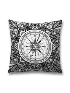 Наволочка JoyArty декоративная "Тропический компас" на молнии, 45x45 см