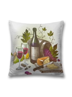 Наволочка JoyArty декоративная "Вино с сыром" на молнии, 45x45 см
