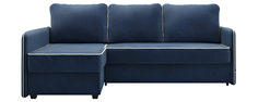 Диван тканевый угловой Слим Avatar темно-синий (Велюр, левый) D1 Furniture