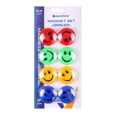 Магниты для доски Darvish DV-2905 Смайлики; d=4см 8шт/уп