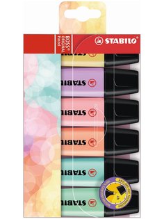 Набор маркеров-текстовыделителей STABILO BOSS ORIGINAL pastel 6цв, в пластиковом футляре