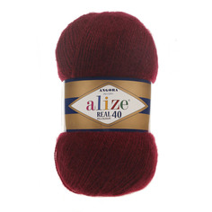 Пряжа ALIZEAngora real 40 100 гр. 480м (40% шерсть, 60% акрил) (57 бордовый)