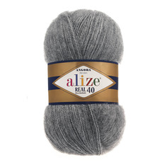Пряжа ALIZE Angora real 40 100 гр. 480м (40% шерсть, 60% акрил) (182 средне-серый меланж)