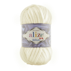 Пряжа Alize Velluto 100гр. 68м. (100% микрополиэстер) (62 светло-молочный)