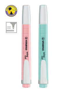 Набор текстовыделителей STABILO SWING COOL PASTEL бирюзовый, розовый 2шт в пакете