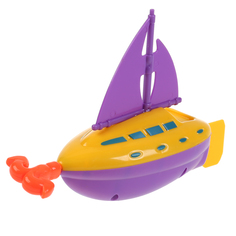 Заводная игрушка для ванны Умка Кораблик с якорем, 9 см, желтый/фиолетовый