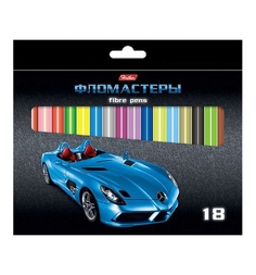 Фломастеры Hatber Машинки 18 цветов