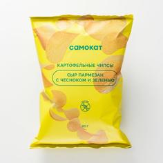 Чипсы картофельные Самокат Сыр Пармезан с чесноком и зеленью; 80 г