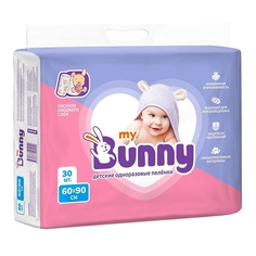 Пеленки My Bunny одноразовые впитывающие с рисунком 60х90 см 30 шт