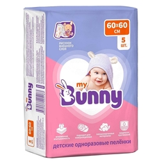 Пеленки My Bunny одноразовые впитывающие с рисунком 60х60 см 5 шт