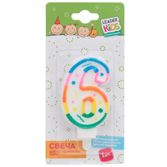 Свеча для торта Leader Kids Цифра 6 LK-DM002C-6