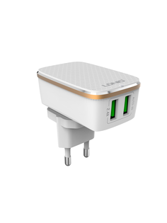 Сетевое зарядное устройство LDNIO A2204, 2 USB, 2,4 A, white