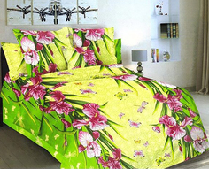 Простыня Mercury Home «Ирис розовый» 1.5 СП 145x214 Бязь