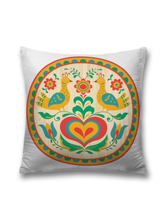 Наволочка JoyArty декоративная "Тарелка с птицами" на молнии, 45x45 см