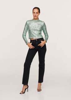 Джинсы straight-fit со стразами - Sirene Mango