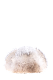 Шапка-ушанка из кашемира с мехом арктической лисицы Inverni
