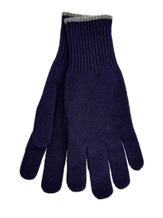 Синие перчатки из кашемира с контрастной окантовкой Brunello Cucinelli