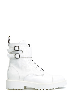 Белые ботинки в стиле карго из текстурированной кожи Doucals