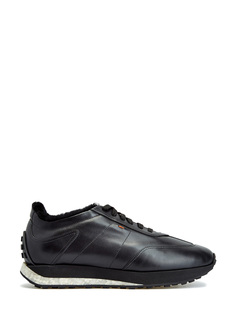 Утепленные мехом кроссовки из гладкой телячьей кожи Santoni
