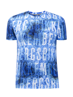 Хлопковая футболка с принтом Water Map в синей гамме Bikkembergs