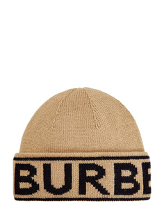 Кашемировая шапка с контрастным макро-логотипом Burberry