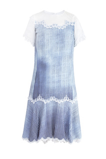 Платье из ткани марокен с отрезным подолом и кружевной отделкой Ermanno Scervino