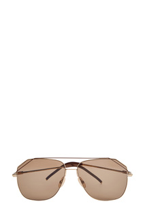 Очки-авиаторы в тонкой металлической оправе с комбинированными дужками Fendi (Sunglasses)