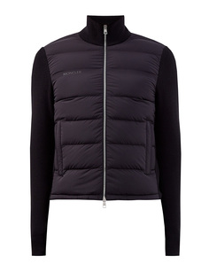 Кардиган из шерстяной пряжи и матового стеганого нейлона Moncler