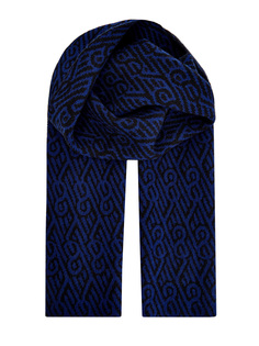Шерстяной шарф с волокнами кашемира и принтом-интарсией Yves Salomon
